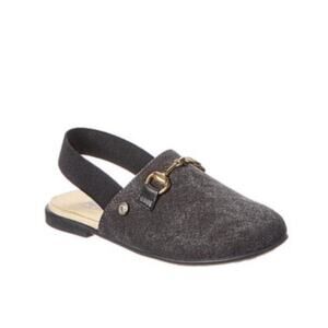 Naturino Girl Vieste Fabric Sling Back Shoes US 3 EU 34 Gray Horse Bit Flat NWOB